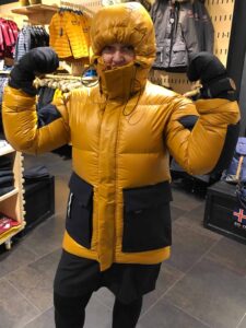 Ester trying out another jacket at Zo-on