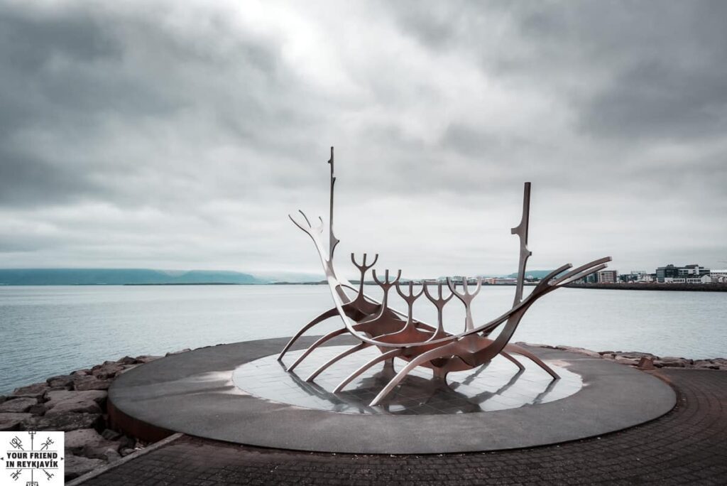 The Sunvoyager or Sólfarið sculpture in Reykjavik