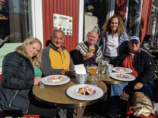 A fun group on our Reykjavik food tour visiting Iceland in August